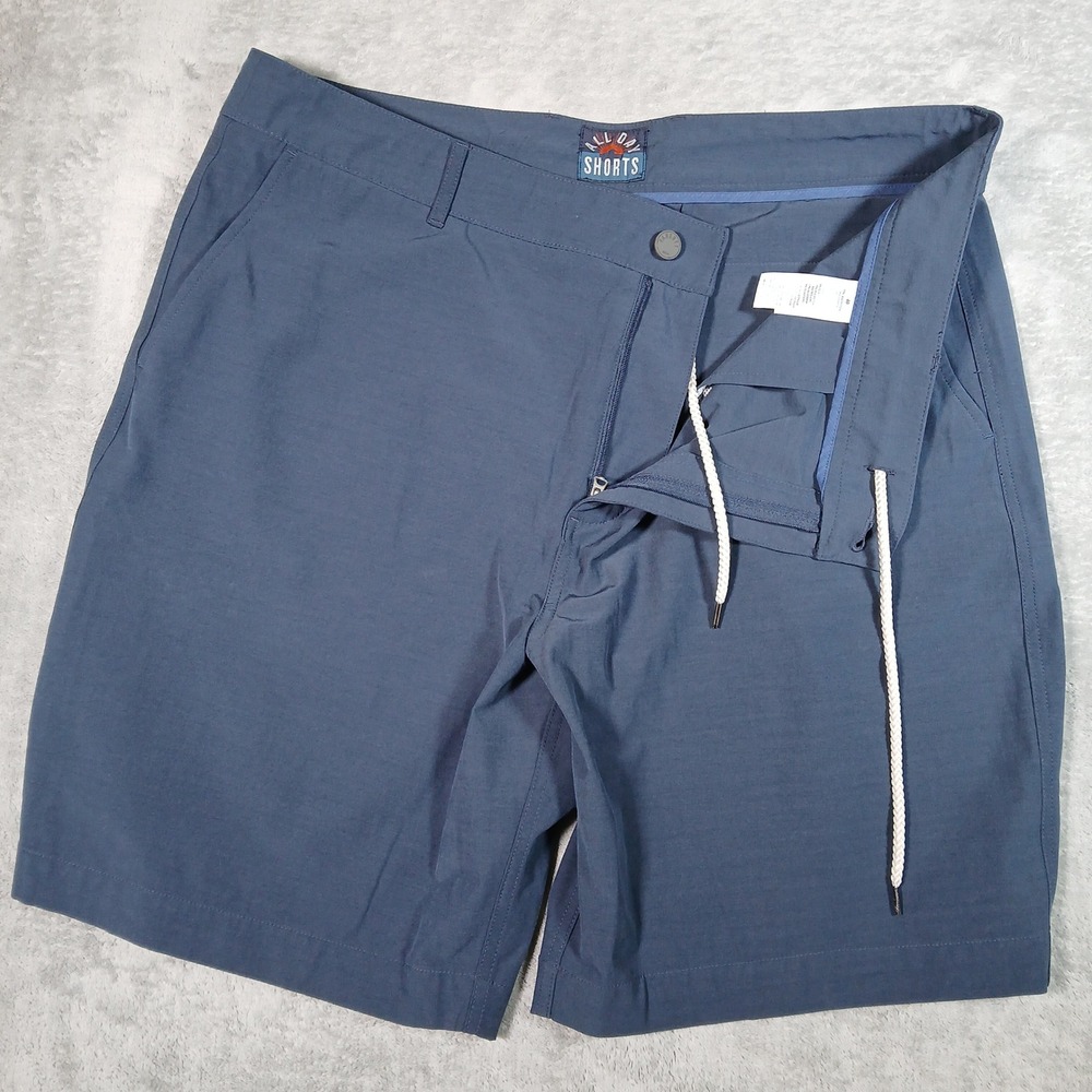Faherty All Day Shorts Mens 40 Blue Solid Hybrid Performance Stretch